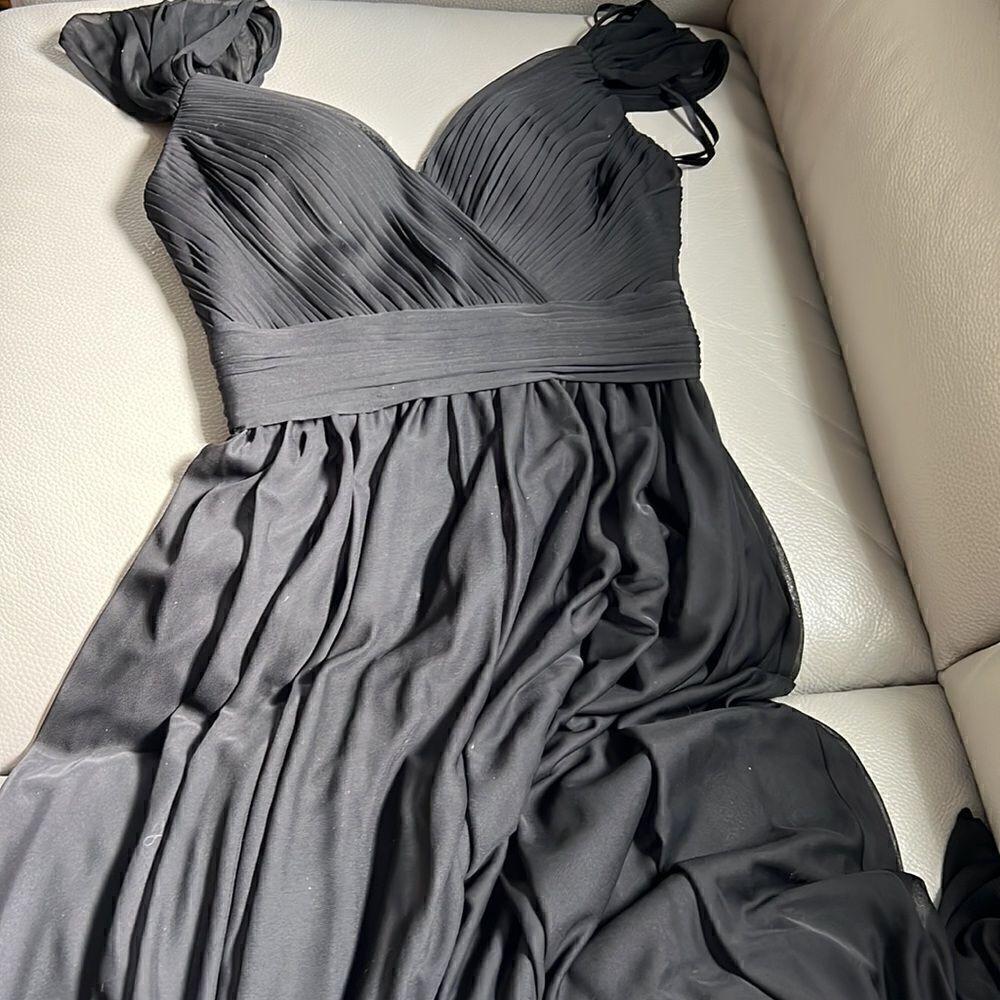 Kleinfeld Sleeveless A-Line/Princess Off The Shoulder Floor Length Dress Black - Picture 16 of 16